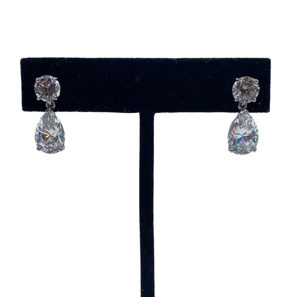 3Ct Pear Cut Cubic Zirconia Diamond Drop Dangle Earrings Sterling Silver